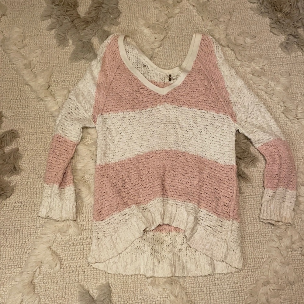 Pink and white sweater